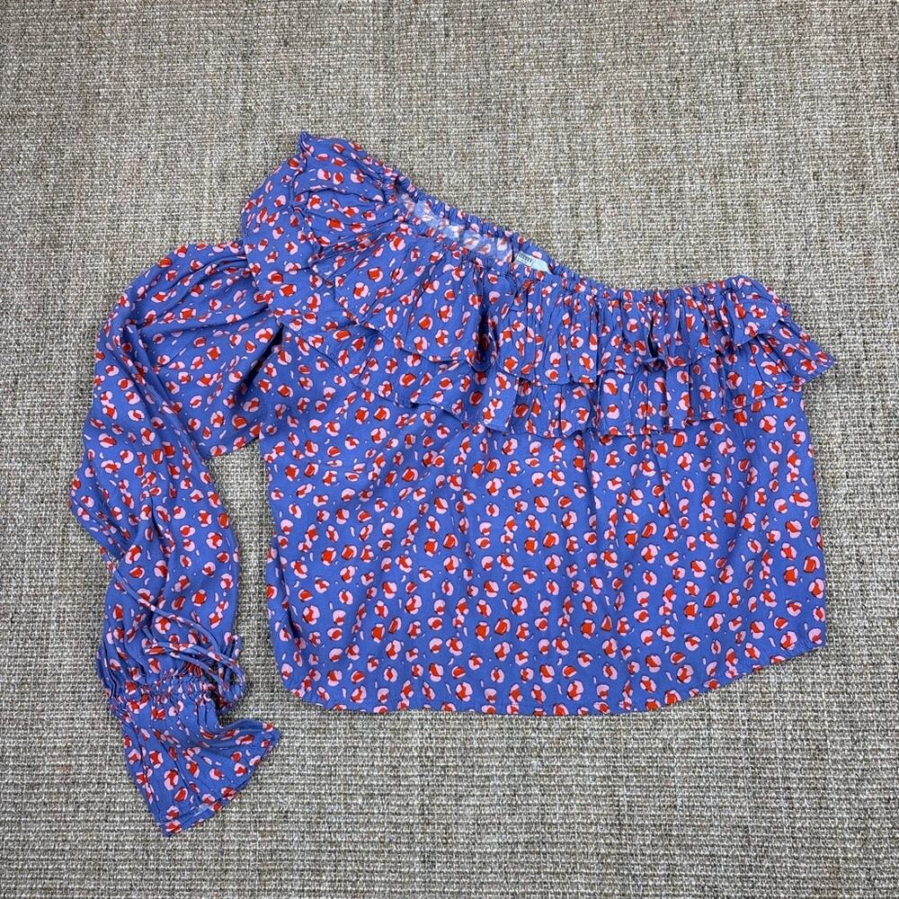 🌸 Rue Stiic One Shoulder Ruffle Blouse | Size M | Purple Floral